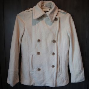 J. Crew 100% Wool Ivory Beige Peacoat Xs Women's